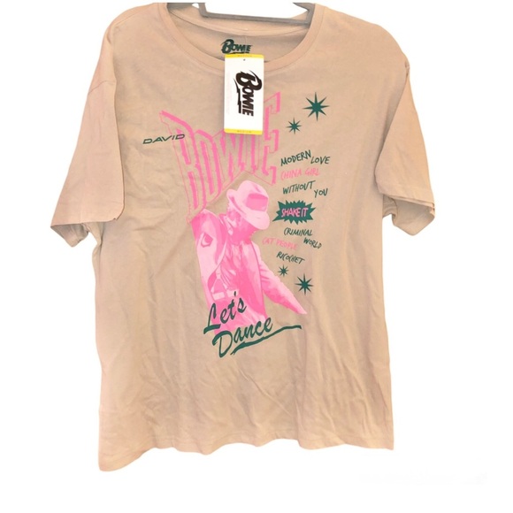 David Bowie let’s Dance Graphic Band Tee Tan Brown Size medium - Picture 1 of 5